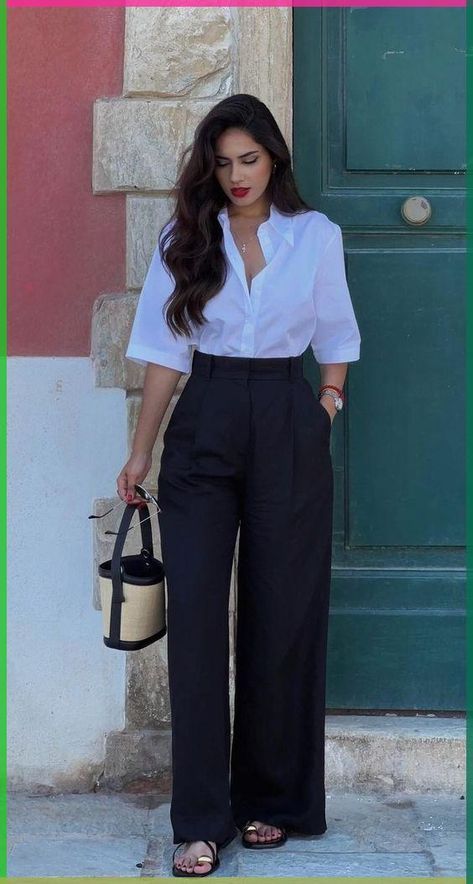 Black Shirt Formal Outfit Woman, Formal Elegant Outfit Classy, Black Formal Pants Outfit, Ootd Classy Elegant, Corporate Outfits For Women Classy, Outfit Formal Mujer, Corporate Girl, Corporate Attire, Professional Outfits Women