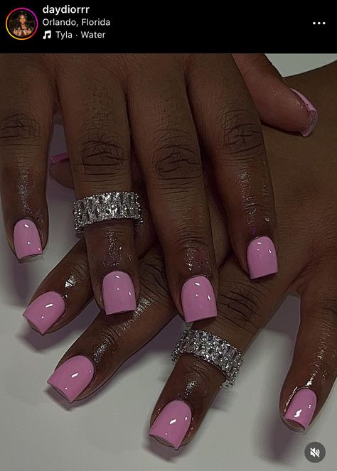 Pink Short Nails, Overlay Nails, Acrylic Toe Nails, Hard Nails, Colored Acrylic Nails, Girly Acrylic Nails, French Tip Acrylic Nails, Work Nails, Short Square Acrylic Nails