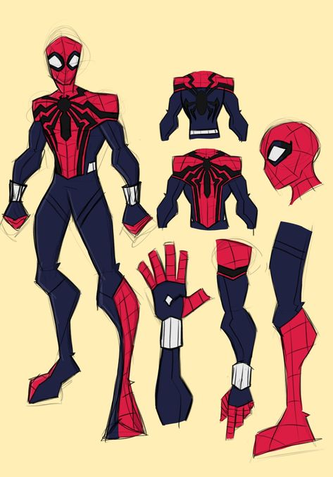 Spiderman Redesign, Spiderman Fanart, Spiderman Poses, Spiderman Comic Art, Spiderman Suits, Scarlet Spider, Spiderman Drawing, Spiderman Art Sketch, Spiderman Artwork