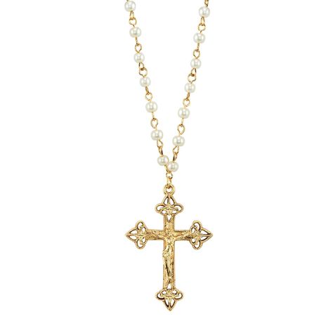 Crucifix Necklace, 1928 Jewelry, Gold Cross Necklace, Cross Pendant Necklace, Cross Jewelry, Jewelry Lookbook, Pearl Chain, Dream Jewelry, Up Girl