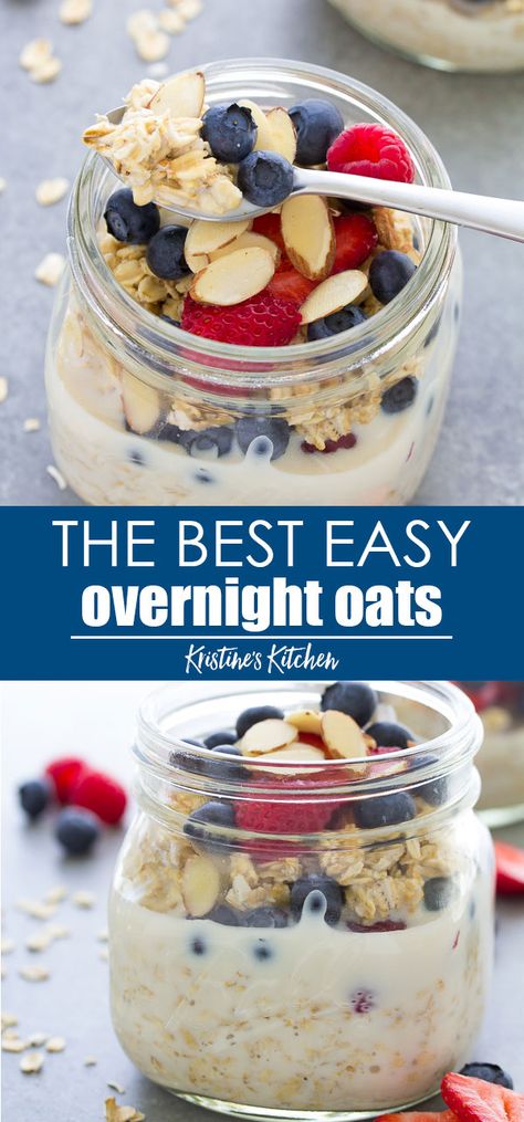 Over Night Oats Easy, Oatmeal Mason Jar Recipes Overnight Oats, Overnight Oats Using Quick Oats, Recipe For Overnight Oats Refrigerator Oatmeal, Breakfast Oatmeal Recipes Overnight Oats, Overnight Rolled Oats In A Jar, We Overnight Oats, Oatmeal Recipes Breakfast Mason Jars, Overnight Oats Recipe Simple