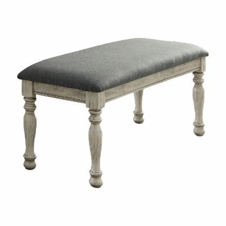 Furniture of America Lillian Traditional Bench | Hayneedle Grey Benches, Homes Inside, French Country Dining, Dining Benches, Upholstered Fabric, Upholstered Bench, Furniture Of America, Bench Table, Antique White