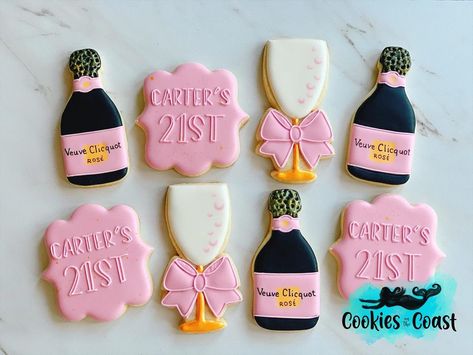 21st Bday Cookies, 21 Birthday Cookies, 21st Cookies, Champagne Bottle Cookies, 21st Nashville, 21 Cookies, 21st Birthday Cookies, Champagne Cookies, Bday Cookies