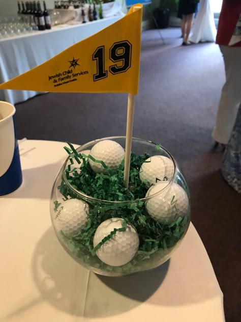 Golf Party Centerpiece Ideas, Hole In One Table Decor, Golf Party Centerpiece Table Decorations, Golf Banquet Centerpieces, Golf Tournament Centerpieces, Golf Table Centerpiece, Golf Photo Backdrop, Golf Theme Centerpieces, Golf Banquet Ideas