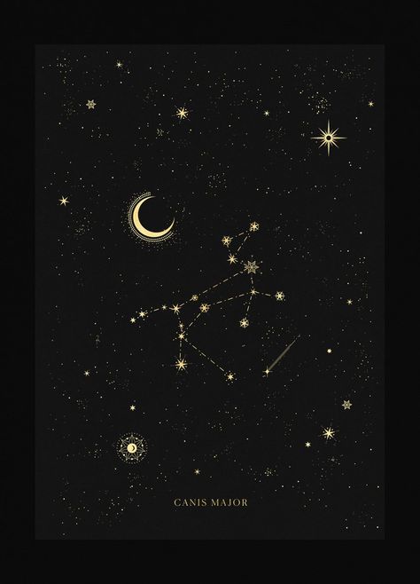 Canis Major Constellation Canis Major Constellation, Canis Major, Virgo Constellation Tattoo, Sirius Star, Constellation Poster, Virgo Constellation, Constellation Art, Spiral Galaxy, Constellation Tattoos