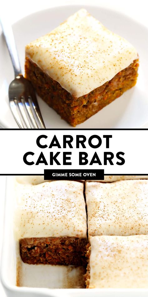 Carrot Cake Squares Recipe, Bar Cakes Recipe, Carrot Box Cake Recipes, Vegetarian Desserts Easy, Birthday Treats To Take To Work, Carrot Cake Squares, Carrot Cake Blondies, Carrot Bars With Cream Cheese Frosting, Dessert With Cream Cheese Frosting