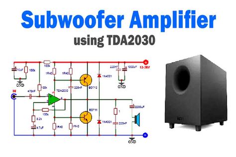 Subwoofer Amplifier Circuit Diagram, Amplifier Circuit Diagram, Amplificatori Audio, Diy Subwoofer, Electronics Projects For Beginners, Basic Electronic Circuits, Mini Amplifier, Subwoofer Box Design, Circuit Board Design