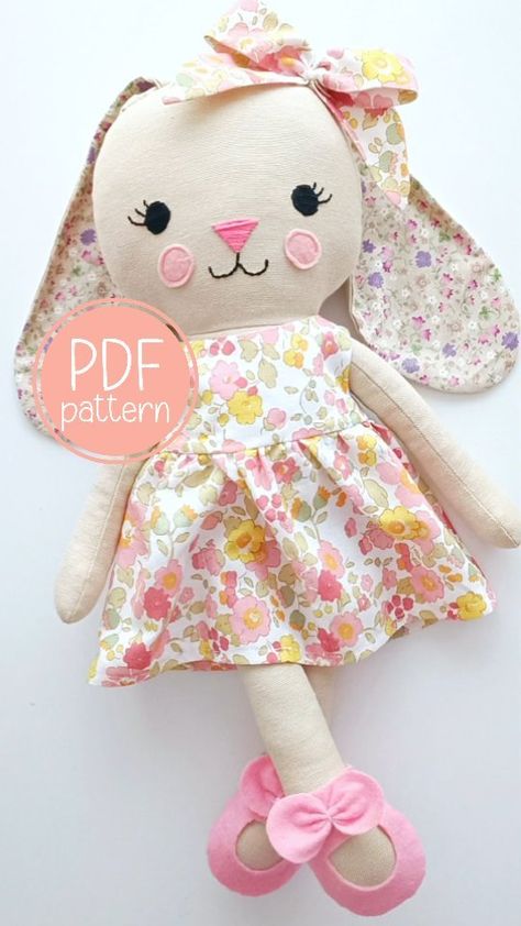 Sabina Bürgermayer | Make sweet Bunny doll with me 🌸💕🐰 PDF pattern AVAILABLE NOW! WHAT DO YOU GET? • 17,7"/45cm Bunny doll PDF pattern with 3 different eye… | Instagram Easy Cloth Doll Patterns Free, Free Rag Doll Patterns To Sew, Free Pdf Sewing Patterns Stuffed Animals, Rag Doll Dress Pattern Free, Stuffed Doll Pattern, Diy Rag Doll Pattern Free, Ragdoll Patterns Free Sew, Homemade Dolls Easy, Make A Doll