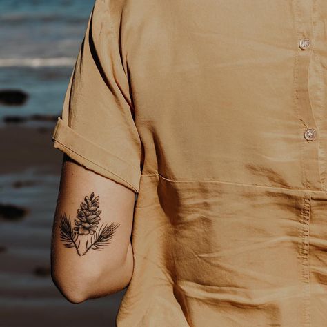 Pine Tattoo, White Pine Cone, Maine State, Branch Tattoo, Boho Tattoos, Special Tattoos, Mushroom Tattoos, Doodle Tattoo, Modern Tattoos