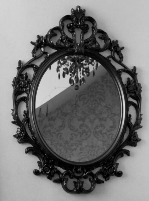 Cool gothic mirror Diy Gothic Mirror, Gothic Dressing Room, Black Mirror Aesthetic, Diy Gothic Mirror Frame, Black Ornate Mirror, Goth Mirror Wall, Diy Round Mirror, Gothic Mirror Frame, Ornate Black Mirror