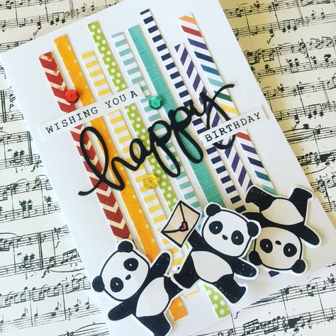 Creative Birthday Cards For Teacher, Happy Birthday Card For Teacher From Students, Happy Birthday Teacher Card Diy, Happy Birthday Clay Art, Exam Dp, Cart Postal, Bday Crafts, Birthday Card Ideas Panda, Panda Card Ideas