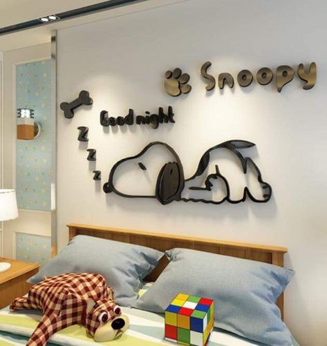 Puppy Bedroom, Snoopy Nursery, Bedroom Cartoon, Dekorasi Kamar Tidur, Dimensional Wall, Wall Stickers Bedroom, Mirror Wall Stickers, Kids Room Wall, Kids Room Wall Art