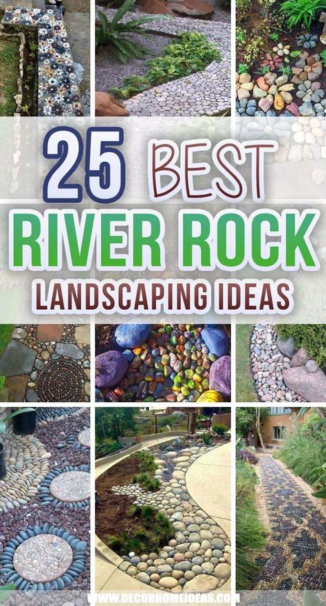 43 Amazing River Rock Landscaping Ideas To Spruce Up Your Garden | Decor Home Ideas Rock Flower Beds, River Rock Landscaping Ideas, River Rock Garden, Pebble Garden, Tattoo Plant, Mulch Landscaping, River Rock Landscaping, Rock Landscaping Ideas, Stone Landscaping