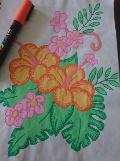 Cute Posca Pen Art, Flower Posca Art, Paint Pen Flower Art, Cute Posca Drawings, Posca Pen Drawing Ideas, Flowers Marker Drawing, Felt Tip Pen Art Drawings Easy, Posca Pen Flowers, Easy Posca Pen Art