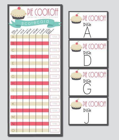 Who doesnt love PIE?! For all you pie lovers out there hosting cookoffs among family, friends or coworkers, here is a fun way to rate and score those sweet recipes! Items included in this Group Pie Cookoff Scorecard/Entry Letter INSTANT DOWNLOAD are the following print-ready PDF files: - Pie Judging Scorecard, Pie Baking Contest, Amazing Chili, Pie Contest, Chili Pie, Pie Eating Contest, Food Competition, Chili Cookoff, Baking Contest