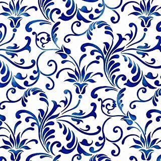 Amazon.com : large wall stencil Jaipur Pottery, Folk Botanical, Chinese Porcelain Pattern, Blue Pottery Designs, Designer Stencils, Floral Wall Stencil, Wall Stencil Designs, Porcelain Pattern, Blue And White Wallpaper