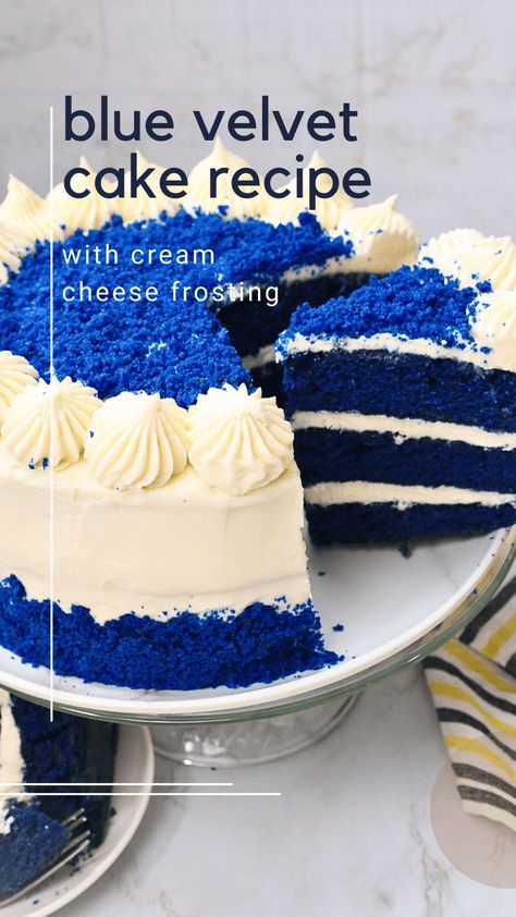 Blue Velvet Cheesecake Cake, Red Cream Cheese Frosting, Blue Velvet Cake Pops, Blue Velvet Box Cake Recipe, Different Kinds Of Cake Flavors, Blue Red Velvet Cake, Blue Velvet Birthday Cake, Blue Velvet Pound Cake, Blueberry Velvet Cake