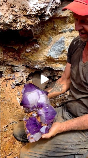 Geology vibes on Instagram: "Watch till the end 👀⌚️💎 a rare glimps of unearthing lovely amethyst clusters from the giant amethyst pocket in westrn austrlia ©️ @crystals_of_australia 💎LINK IN BIO or Message us if you are looking for large and unique statement crystals or other smaller crystals, Follow our retail and wholesale page @cryptocrystals #naturalcrystals #crystalporn #crystalsofig #crystal #crystals #gem #crystals #healinggems #crystalmagic #metaphysical #geologyvibes #consciousliving #cystalshop #crystallove #smokeyquartz #healingvibes #amethyst #healingcrystals #minerals #geology_vibes #crystalcommunity #amethystcluster #aesthetic_geology #amethystquartz #amethyst #amethysts." Statement Crystals, Giant Crystal, Rare Crystals, Huge Crystal, Healing Vibes, Pretty Rocks, Rare Crystal, Crystal Magic, Amethyst Cluster