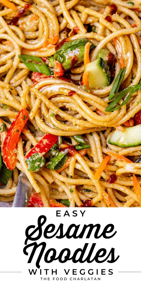 Easy Sesame Noodles, Leftover Spaghetti Noodles, Sesame Noodles Recipe, Kentucky Vacation, Leftover Spaghetti, Chinese Dinner, The Food Charlatan, Spring Veggies, Asian Noodle