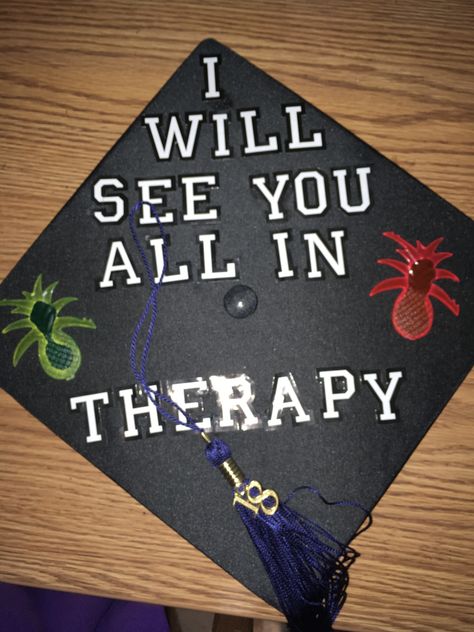 I did a thing..... it’s my graduation cap! Psychology major! Future Therapist Graduation Cap, Psychologist Graduation Party, Graduation Party Psychology, Psych Cap Graduation, Psychology Graduation Party Ideas, Psych Grad Caps, Psychology Caps Graduation, Psychology Themed Graduation Party, Psychology Degree Graduation Cap