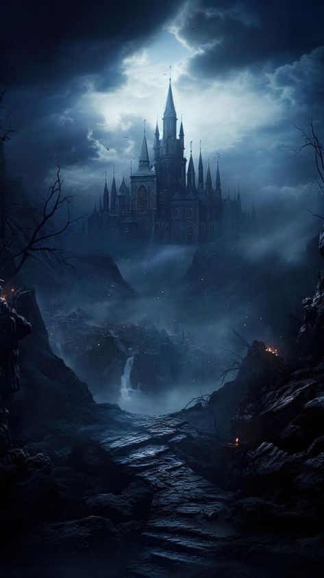 Dark mysterious landscape nature spirituality architecture.  | premium image by rawpixel.com / Techi Mysterious Landscape, Castle Night, Nature Spirituality, Gothic Landscape, Castle Architecture, Dark Mysterious, Dark Castle, Bring Me To Life, Haunted Castle