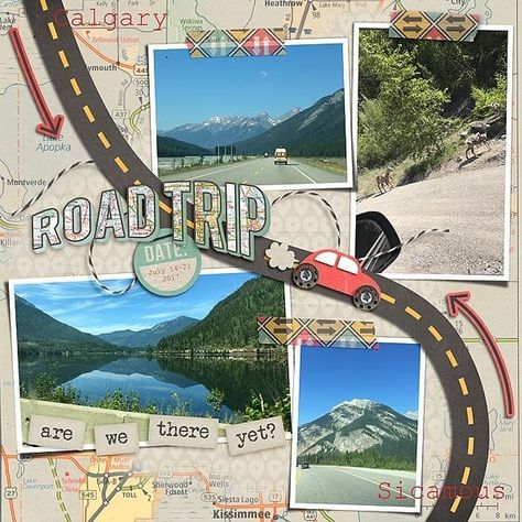 Road Trip - Project Idea - Scrapbook.com Boyfriend Scrapbook, Scrapbook Planning, Friend Scrapbook, Anniversary Scrapbook, Travel Scrapbook Pages, Scrapbook Design Layout, Scrap Books, Travel Journal Scrapbook, Summer Book