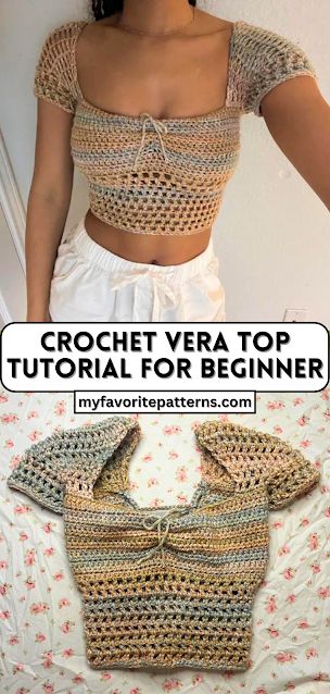 Learn how to create a stylish and comfortable crochet Vera top with our step-by-step tutorial for beginners. Discover basic crochet stitches, material Crochet Top Outfit, Quick Crochet Patterns, Mode Crochet, Crochet Tops Free Patterns, Crochet Design Pattern, Crochet Clothing And Accessories, Beginner Crochet Projects, Sopot, Crochet Fashion Patterns