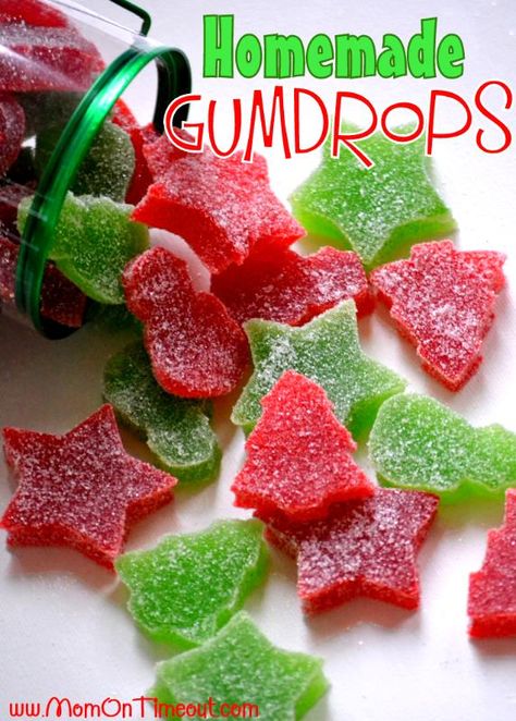 Gumdrops Recipe, Gumdrop Cookies, Homemade Gumdrops, Gumdrop Recipe, Christmas Candy Recipes, Homemade Holiday, Homemade Candies, Rock Candy, Recipe For Mom