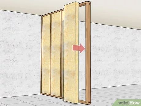 How to Build a Fake Wall: 12 Steps (with Pictures) - wikiHow Building A False Wall, Making A Temporary Wall Room Dividers, Building A Room Divider Wall, Ideas For Temporary Walls, Build Interior Wall, Wall Paneling Room Divider, Building A Wall With A Door, Diy Dividing Wall, How To Build A False Wall