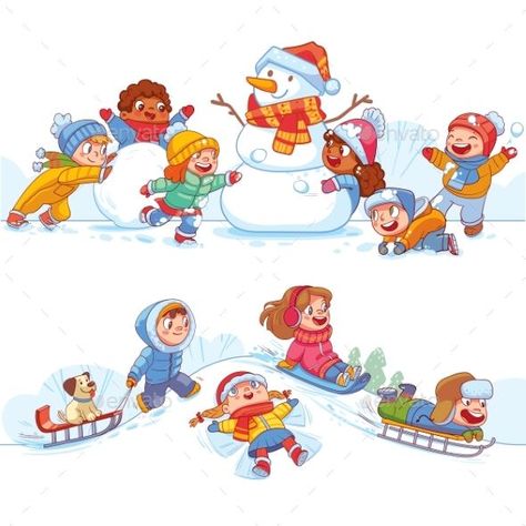 Children in the Yard are Playing Snowballs Kids Playing In Snow, International Children's Day, Snow Illustration, Winter Outdoors, Superhero Kids, Kids Doodles, Mobile Web Design, Playing Outside, Kids Background