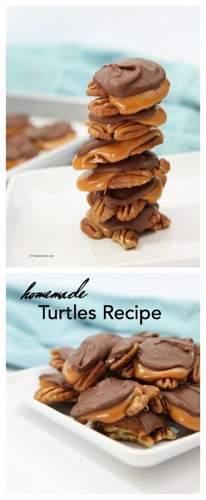 Recipe | Homemade Candy Recipes | Christmas Recipes | These Homemade Turtles are fancy enough that they make a great gift idea. Turtles Recipe, Homemade Turtles, Turtle Recipe, Candy Homemade, Dinner Recipes Ideas, Cake Ball, Chocolate Turtles, Homemade Candy, Candy Recipes Homemade