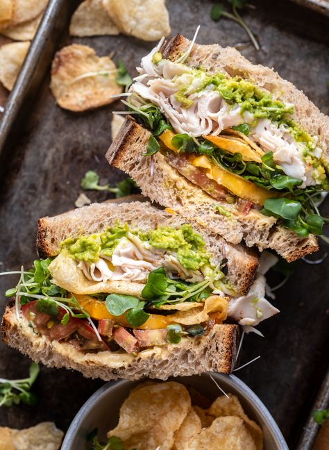 Quick Work Lunch Ideas, Picnic Lunch Ideas, Wandering Chickpea, Honey Mustard Turkey, Turkey Avocado Sandwich, Avocado Sandwich Recipes, Turkey Avocado, News Stand, Summer Sandwiches