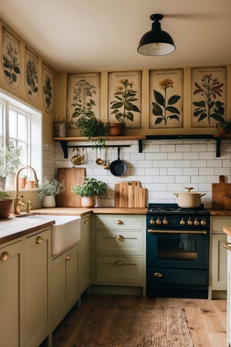 Explore 29 stylish farmhouse wallpaper ideas that can transform any space. This pin showcases how to bring rustic charm to your home with beautiful designs and textures. Kitchen Tile Wallpaper, Kitchen With Floral Wallpaper, 2025 House Decor Trends, Farmhouse Wallpaper Ideas, Color Farmhouse Decor, Vintage Kitchen Wallpaper, Accent Walls Ideas, Eclectic Farmhouse Decor, Country Farmhouse Decor Kitchen