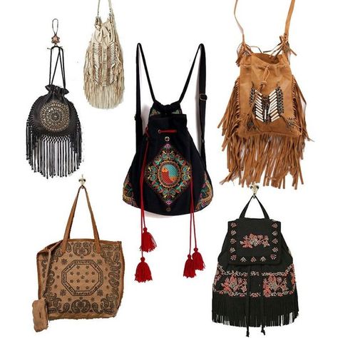 Patricia Vera Prado via Polyvore Stile Hippie Chic, Bohemian Schick, Looks Hippie, Boho Chic Bags, Stile Boho Chic, Boho Mode, Estilo Hippy, Mode Hippie, Hippy Chic