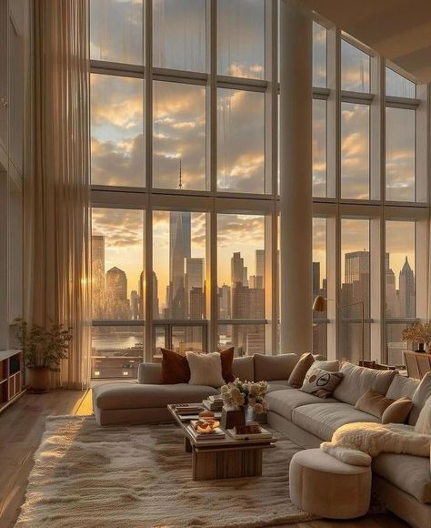 Dream Penthouse NYC 📍 🌆 Penthouse Apartment Aesthetic, Penthouse Nyc, Dream Penthouse, Penthouse Decor, Penthouse Aesthetic, Appartement New York, Penthouse In New York, Penthouse Living Room, Nyc Penthouse