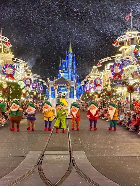 Disneyland During Christmas, Disney World Christmas Aesthetic, Disney During Christmas, Disney In Winter, Christmas In Disney World, Disney At Christmas, Christmas At Disney World, Disney Core, Orlando Christmas