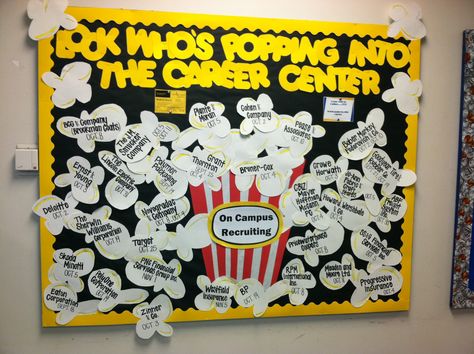 Upcoming Events Bulletin Board Ideas, Upcoming Events Bulletin Board, Events Bulletin Board, Guidance Bulletin Boards, Career Bulletin Boards, School Counselor Decor, Counselor Bulletin Boards, Business Classroom, School Counseling Bulletin Boards