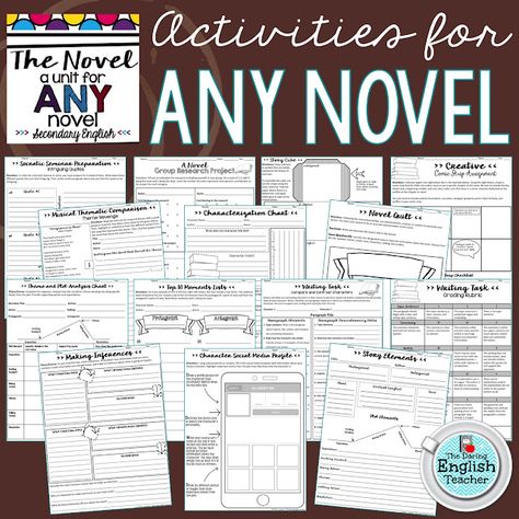 3 Fun Activities for any Novel Study - The Secondary English Coffee Shop Independent Novel Study, The Outsiders Novel Study, Middle School Novel Studies, Novel Study Project, Book Study Activities, Novel Activities, Novel Study Activities, Literature Activities, Teaching Literature