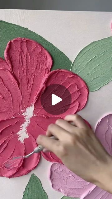 June on Instagram: "Thick-textured flower painting" Acrylic Thick Painting, Flower Texture Wall Art, Diy Flowers Painting, Thick Acrylic Flower Painting, Diy Textured Wall Art Flowers, How To Paint Textured Flowers, Flower Artists Gcse, Textured Painting Flowers, Spackle Art Canvases