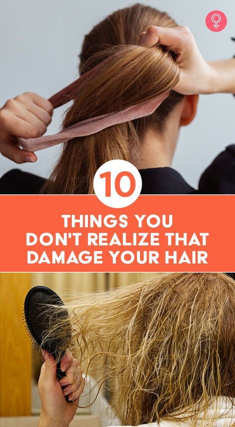 10 Things You Don't Realize That Damage Your Hair: Extreme care is never good, especially when it comes to your hair. Not knowing what is suitable for your hair type and experimenting with every trick in the world will get you nowhere. Here in this article, we have discussed some common mistakes people make with their hair that lead to poor hair quality. Read on! #haircare #haircaretips #damagedhair Hairstyle That Dont Damage Hair, Hairstyles That Dont Damage Hair, Damage Free Hairstyles, Damaged Hair Hairstyles, Hairstyles For Damaged Hair, Stop Hair Breakage, Easy Care Hairstyles, Hair Mistakes, Hair Help