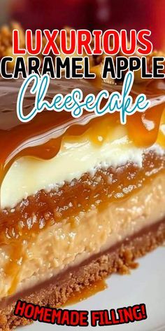 Luxurious Caramel Apple Cheesecake Luxurious Caramel Apple Cheesecake, Apple And Cheese Pie, Baked Caramel Apple Cheesecake Dip, Caramel Apple Cheesecake Pie, Best Caramel Apple Pie Recipe, Caramel Apple Cheesecake No Bake, Plain Cheesecake Topping Ideas, Mini Caramel Apple Cheesecake, Cheesecake Recipes Apple