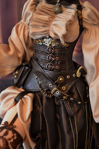 Steampunk outfit for bjd, by NikaNika.(body soom Super Gem, SD, Iplehouse SiD, EiD) | Flickr - Photo Sharing! Steampunk Outfits, Mode Steampunk, Diesel Punk, Steampunk Corset, Old Fashion Dresses, Victorian Steampunk, Steampunk Costume, Steampunk Clothing, Fantasy Dress