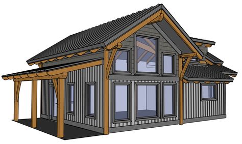 Off Grid House Plans Layout, Simple Lake House Plans, Cabin With Covered Deck, Off Grid House Plans, Cabin With Garage, Small Alaskan Cabin, Small Timber Frame House Plans, Small Lake Cabins, Ski Cabin Floor Plans