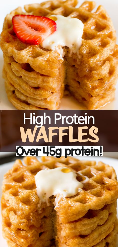 Easy Healthy Protein Waffles Recipe (With 45 Grams Protein) Premier Protein Waffles, Healthy Breakfast Recipes For Family, Fluffy Protein Waffles, Protein Mini Waffles, Freezer Protein Waffles, 25 Gram Protein Breakfast, Vanilla Protein Waffles, Diy Protein Waffles, Protein Banana Waffles