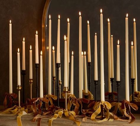 Latest Furniture & Home Decor | New Home Decor | Pottery Barn Candle Abras, Mantle Candlesticks, Modern Thanksgiving Decor, Candles Halloween, Gold Candle Sticks, Holiday 2024, Christmas Vibe, Hanging Candles, Tall Candle