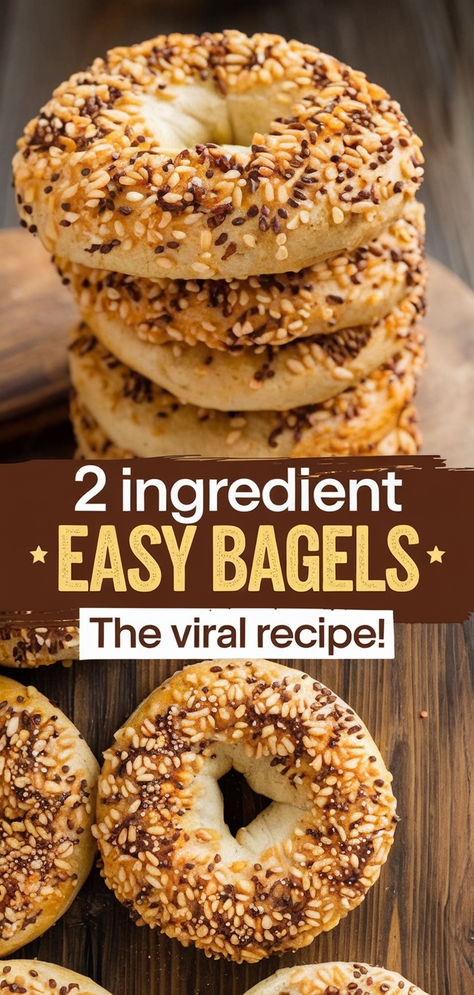 Make these delicious 2-ingredient bagels at home! No yeast, no boiling—just quick and easy breakfast perfection. Two Ingredient Bagels, Easy Bagels, Bagels Easy, 2 Ingredient Bagels, Healthy Airfryer, How To Make Bagels, Healthy Bagel, Celiac Diet, Bagel Recipe Easy