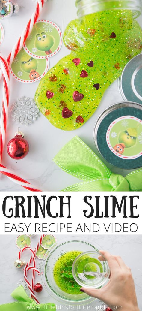 Grinch Slime, Grinch Crafts, Grinch Christmas Party, Grinch Party, Holiday Activities For Kids, Homemade Slime, Girlfriend Christmas, Kids Christmas Party, Christmas Activities For Kids