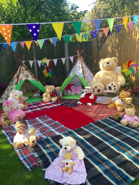 Teddy Picnic Party, Indoor Teddy Bear Picnic, Teddy Bear Picnic 2nd Birthday Party, Teddy Bear Picnic Theme, Teddy Bear 3rd Birthday Party, Teddy Bear Picnic Themed Birthday Party, 1st Birthday Teddy Bear Picnic, Stuffed Animal Picnic Birthday Party, Teddy Bear Picnic Decorations