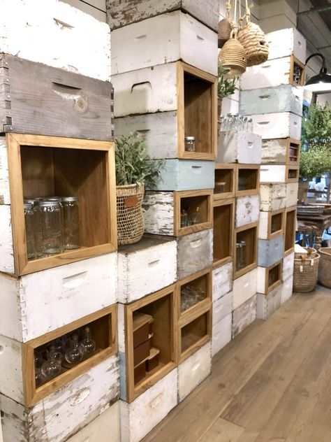 Honey Farmers Market Display, Silos Magnolia Market, Bee Hives Boxes, Honey Store, Farmers Market Display, Bee Shop, Honey Bee Decor, Honey Shop, Bee Boxes