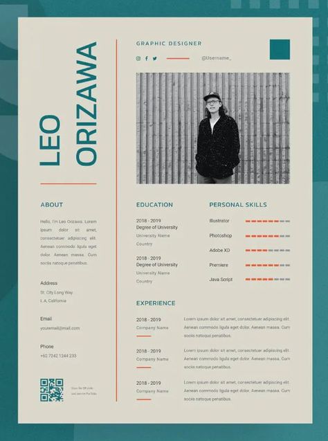 CV Resume Template AI, EPS, PSD Resume For Designers Creative Cv, Cv Design Photographer, Graphic Design Resume 2023, Resume Color Scheme, Interesting Cv Design, Artistic Resume Design, Artistic Cv Design, Creative Designer Resume, Cv 2023 Design